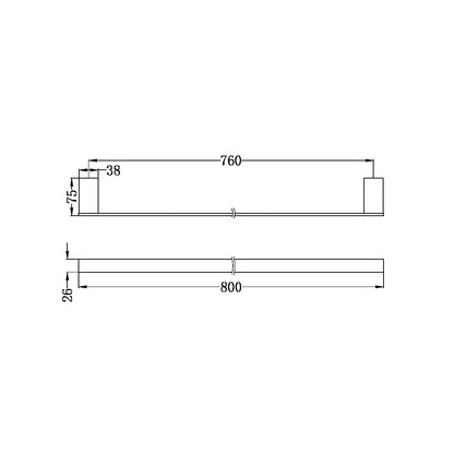 Nero Celia Single Towel Rail 800mm