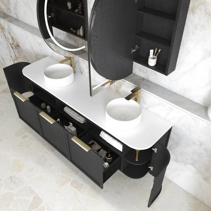 Otti Hampshire Satin  Wall Hung Curve Vanity 1800mm