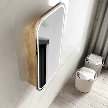 Otti LED Newport Natural Oak Mirror Cabinet Soft Square 450mm