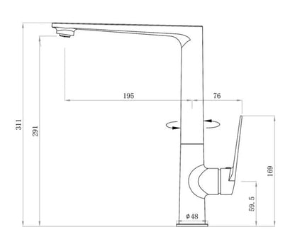 INSPIRE ZEVIO SINK MIXER 311MM