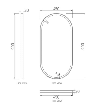 Otti LED Noosa  Metal Frame Oval Mirror 900x450mm