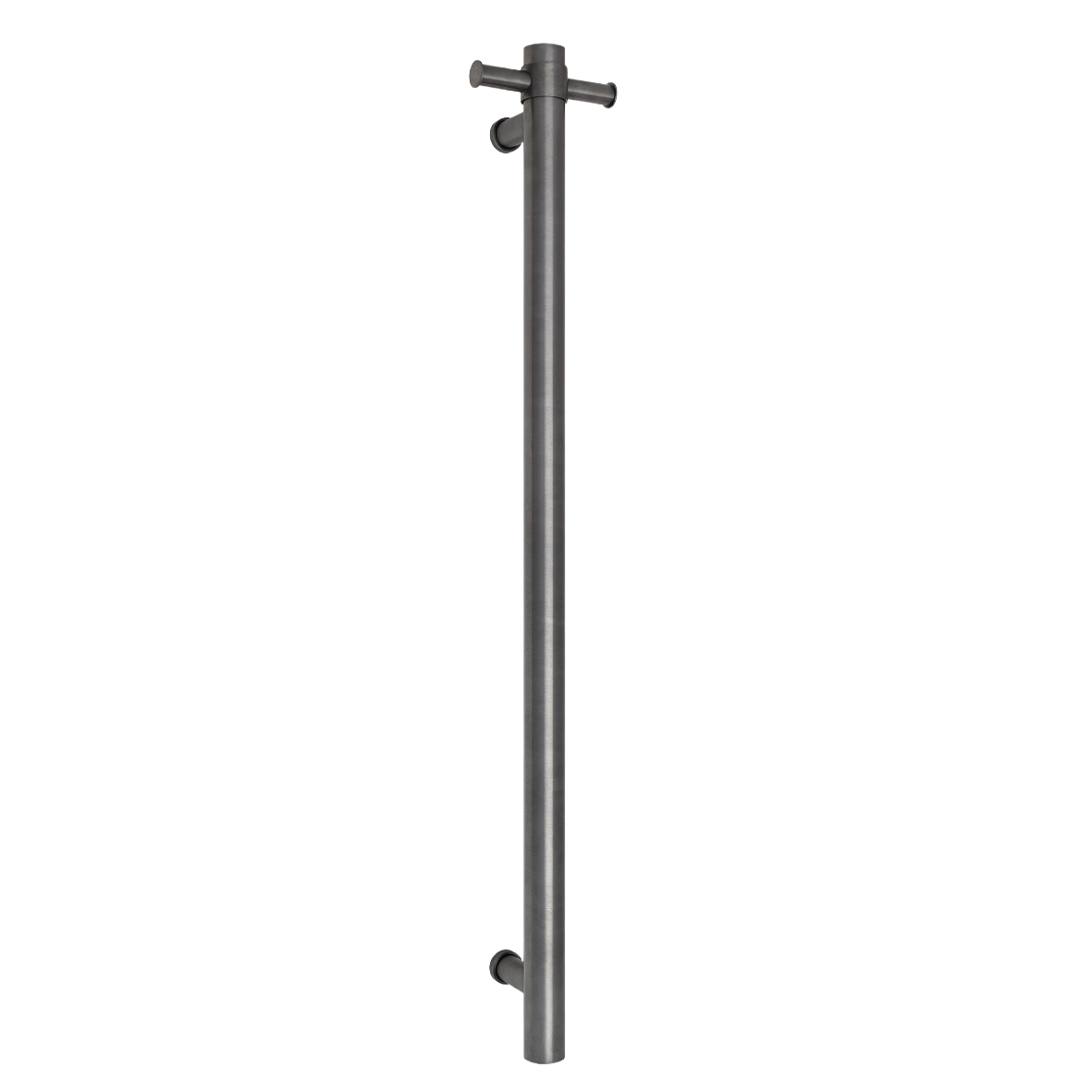City Life Inox Vertical Single Bar With Robe Hook Heated Towel Rail - Brushed Brass
