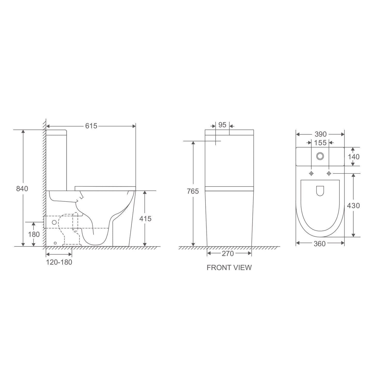 RIVO Back-to-Wall Rimless Tornado Toilet Suite - Short Projection