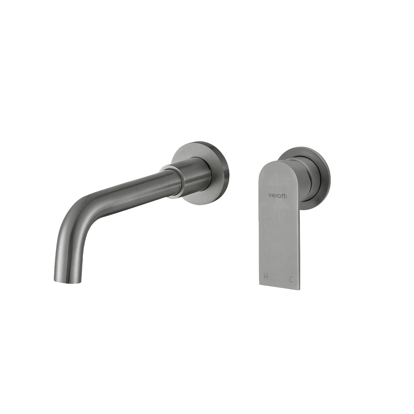 Luci Inox Minimal Wall Mounted Basin/Bath Mixer w/-190 Spout - Brushed Nickel