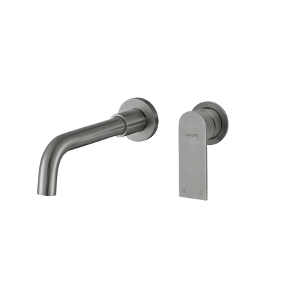 Luci Inox Minimal Wall Mounted Basin/Bath Mixer w/-190 Spout - Gun Metal
