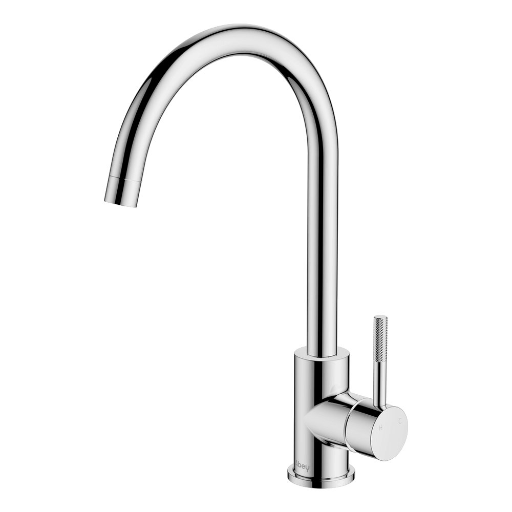 Lucia Knurled Handle Goose Sidelever Mixer Lead Free - Black