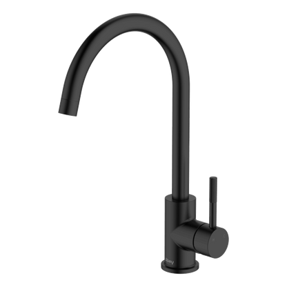 Lucia Knurled Handle Goose Sidelever Mixer Lead Free - Black