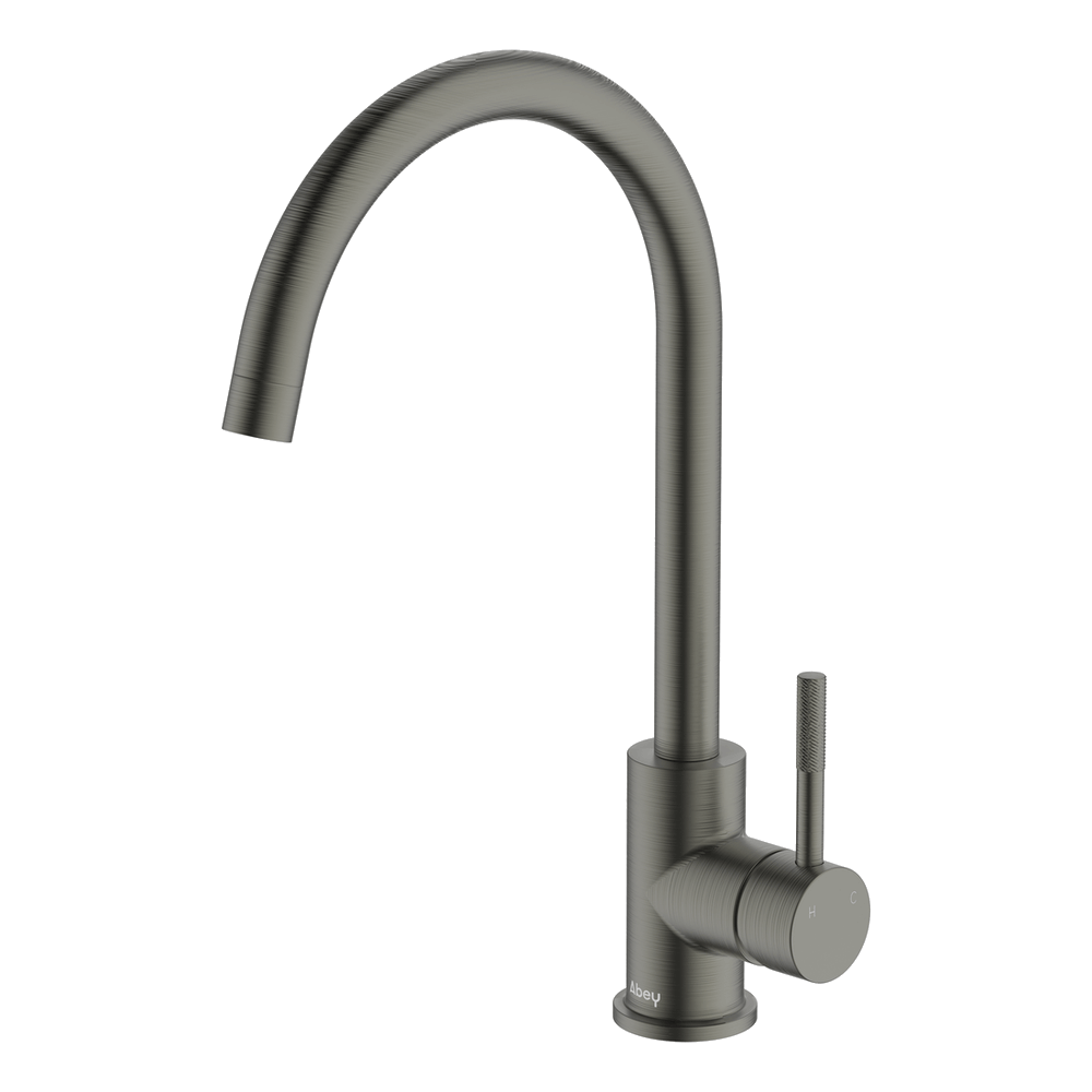 Lucia Knurled Handle Goose Sidelever Mixer Lead Free - Gun Metal