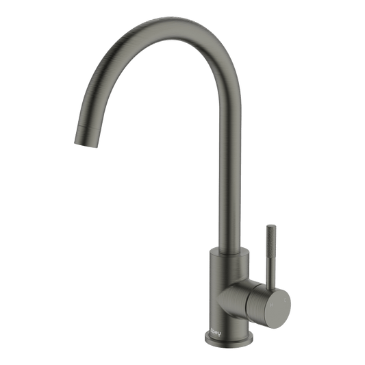 Lucia Knurled Handle Goose Sidelever Mixer Lead Free - Gun Metal