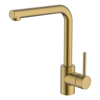 Lucia Sidelever Mixer with Pull Out Lead Free - Brushed Brass
