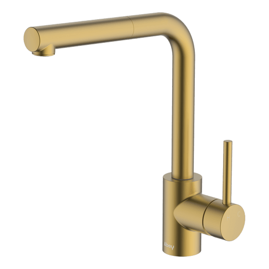 Lucia Sidelever Mixer with Pull Out Lead Free - Brushed Brass