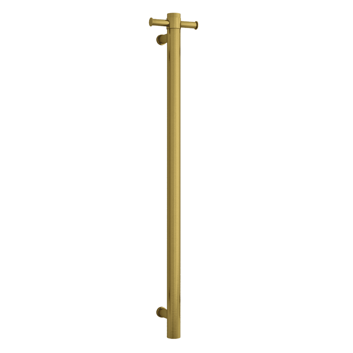City Life Inox Vertical Single Bar With Robe Hook Heated Towel Rail - Brushed Brass