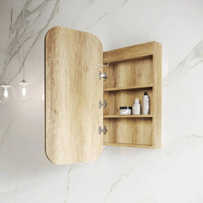 Otti LED Newport Natural Oak Mirror Cabinet Soft Square 450mm