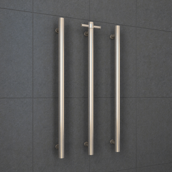 Thermorail 12V Straight 900 Round Vertical Single Heated Towel Rail