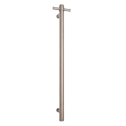 City Life Inox Vertical Single Bar With Robe Hook Heated Towel Rail - Satin Stainless Steel