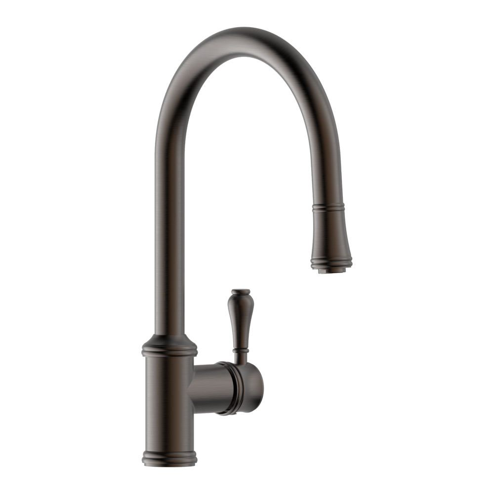 Provincial Single Lever Kitchen Mixer with Pull Out Lead Free - Black Brushed Nickel