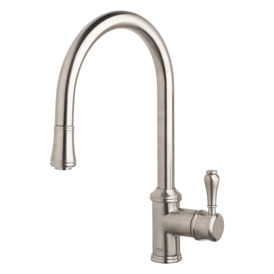 Provincial Single Lever Kitchen Mixer with Pull Out Lead Free - Brushed Nickel