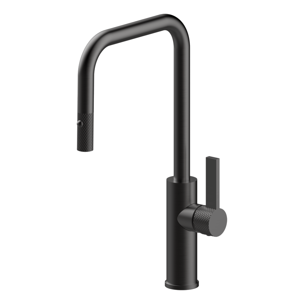 Luz Industrial Pull Out Kitchen Mixer Dual Spray Lead Free - Black Brushed Nickel
