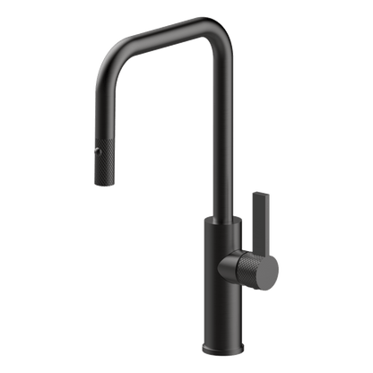 Luz Industrial Pull Out Kitchen Mixer Dual Spray Lead Free - Black Brushed Nickel