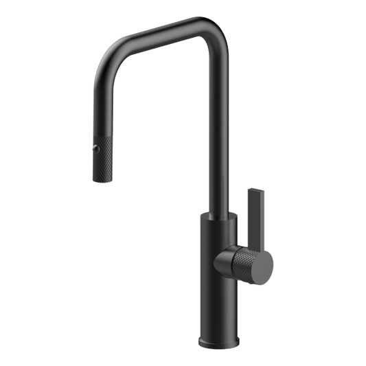 Luz Industrial Pull Out Kitchen Mixer Dual Spray Lead Free - Black Brushed Nickel