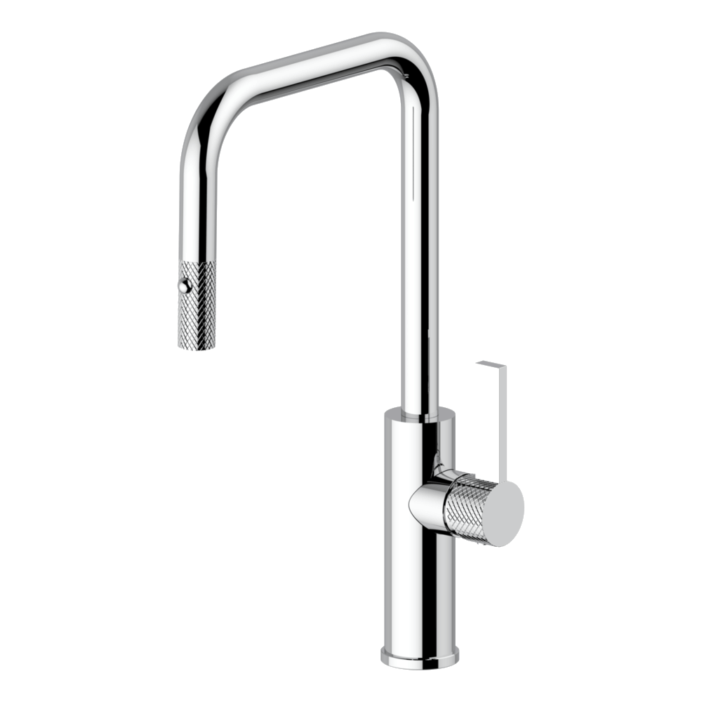 Luz Industrial Pull Out Kitchen Mixer Dual Spray Lead Free - Natural Brass