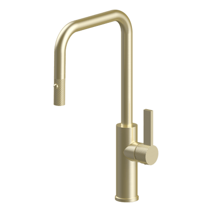 Luz Industrial Pull Out Kitchen Mixer Dual Spray Lead Free - Light Gold