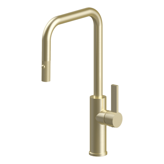 Luz Industrial Pull Out Kitchen Mixer Dual Spray Lead Free - Light Gold