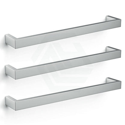 450/630/830mm ThermoGroup 12V Square 3 Single Bar Heated Towel Rail Polished Stainless Steel