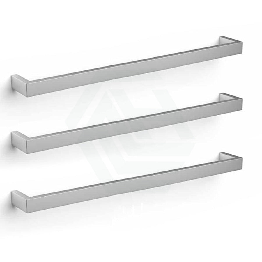 450/630/830mm ThermoGroup 12V Square 3 Single Bar Heated Towel Rail Polished Stainless Steel