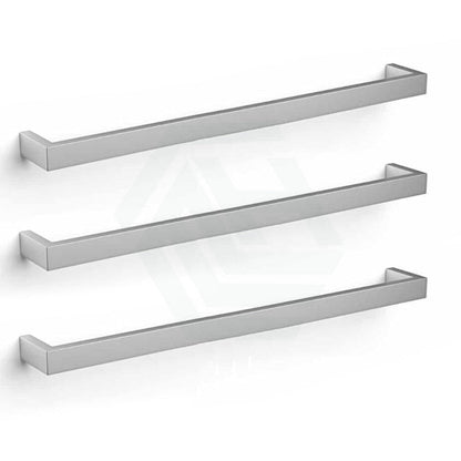 450/630/830mm ThermoGroup 12V Square 3 Single Bar Heated Towel Rail Polished Stainless Steel