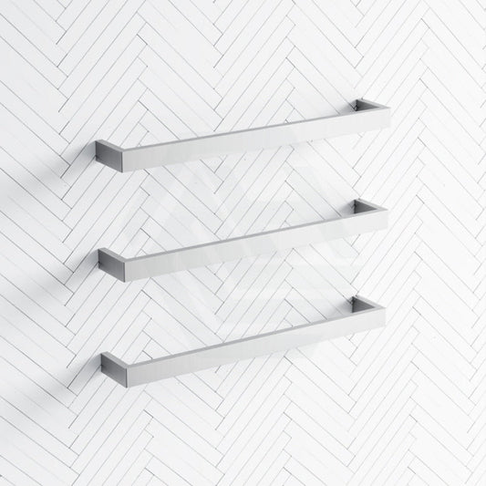 450/630/830mm ThermoGroup 12V Square 3 Single Bar Heated Towel Rail Polished Stainless Steel