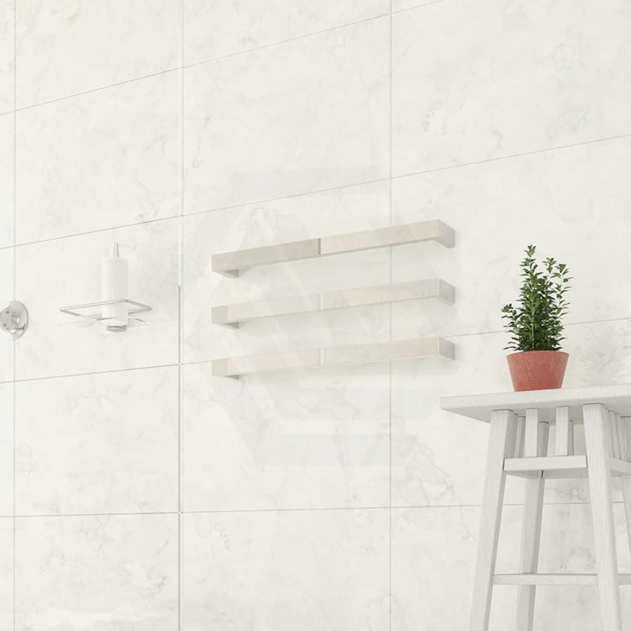 450/630/830mm ThermoGroup 12V Square Single Bar Heated Towel Rail Polished Stainless Steel