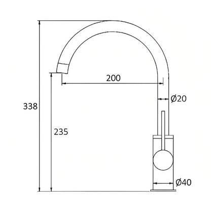 INSPIRE ROUL SINK MIXER 338MM GUN METAL