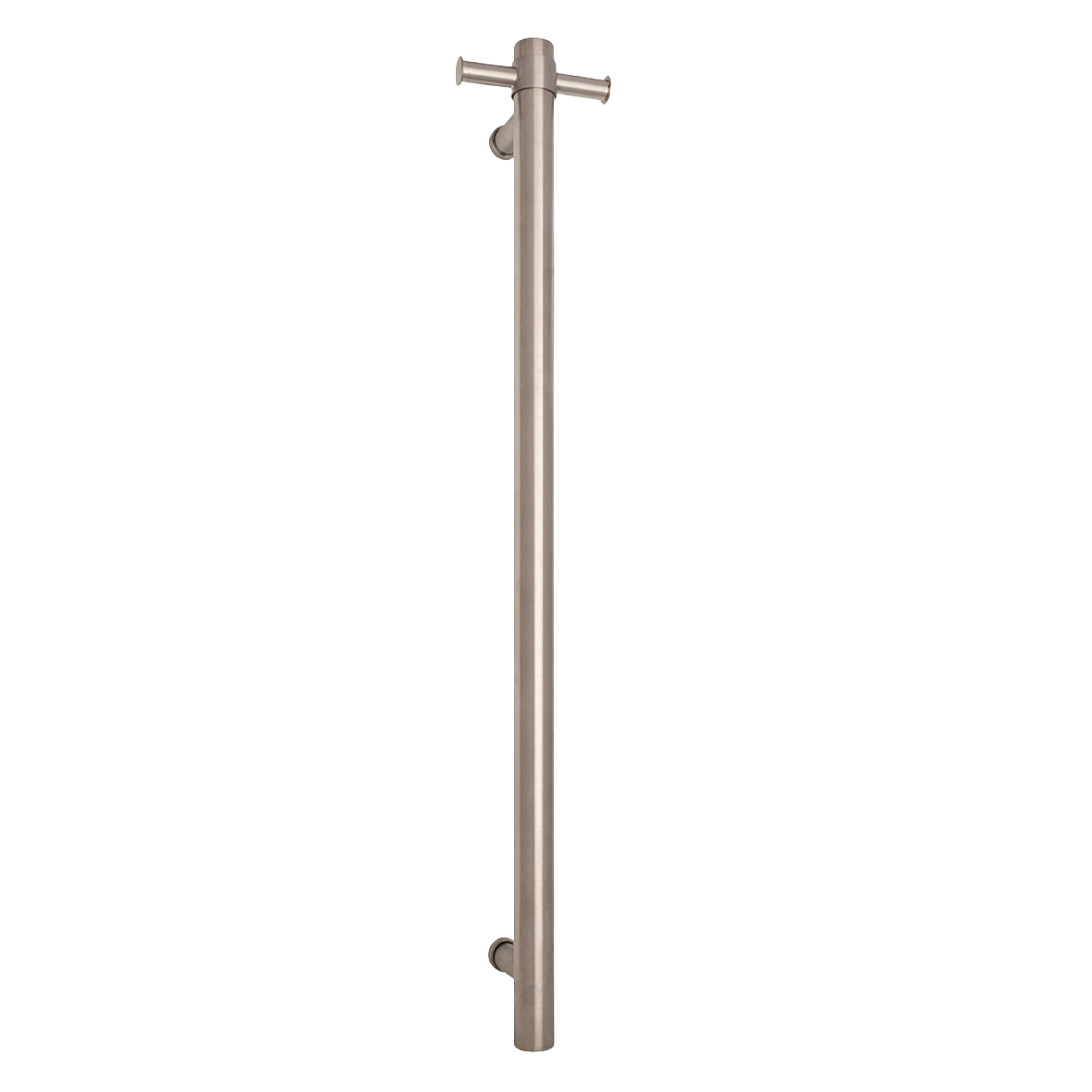 City Life Inox Vertical Single Bar With Robe Hook Heated Towel Rail - Brushed Brass
