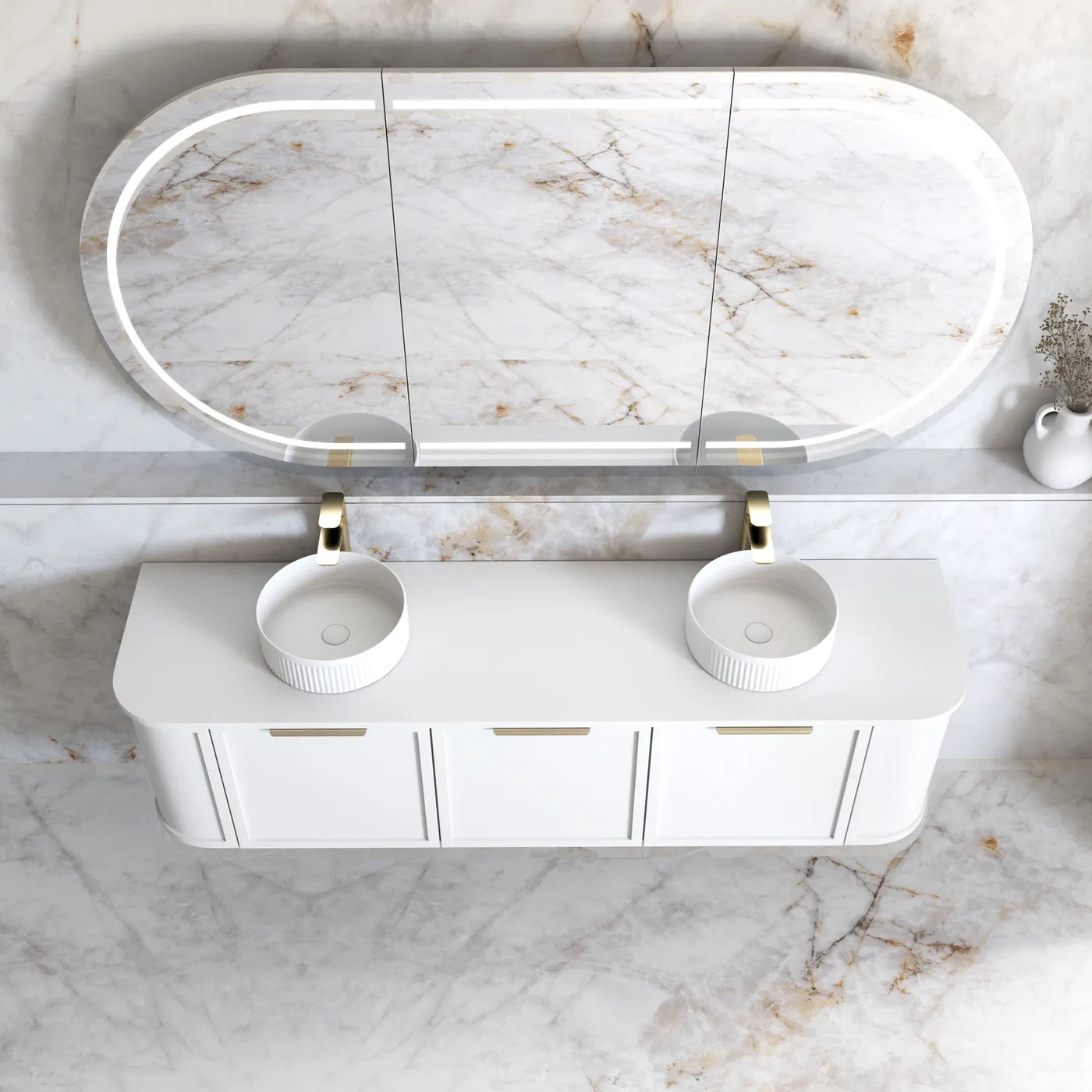 Otti Hampshire Satin  Wall Hung Curve Vanity 1800mm