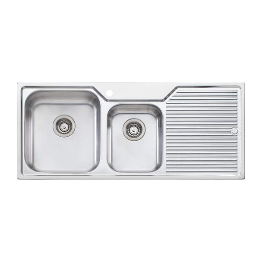 Oliveri Nu-Petite 1 & 3/4 Bowl Topmount Left Hand Sink With Drainer