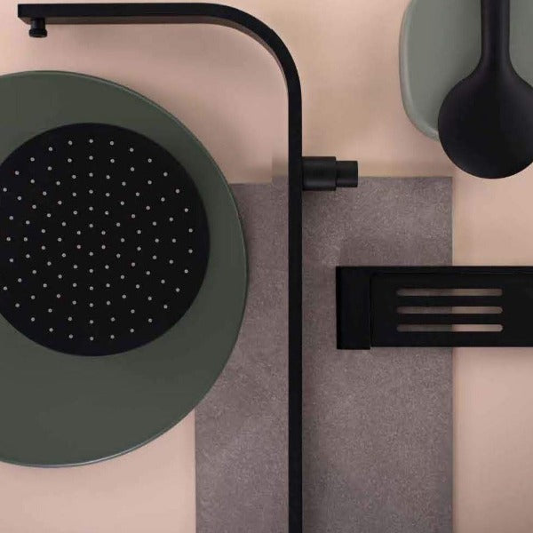 Nero Bianca Flat Rail Round 250mm Combination Shower