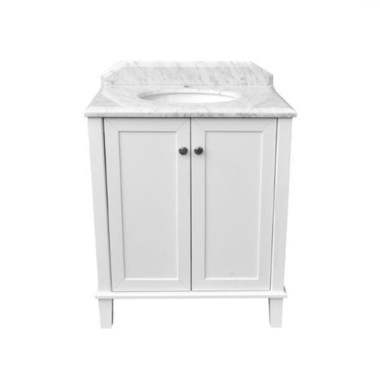 T&H Coventry 75 X 55 Satin  Vanity Real Marble Top & Ceramic U/C Basin
