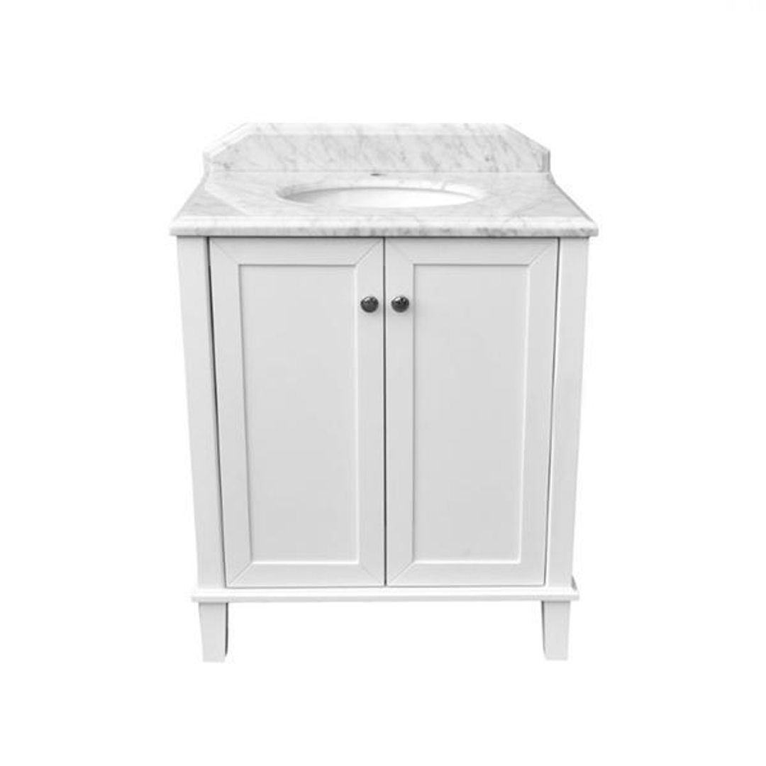 T&H Coventry 75 X 55 Satin  Vanity Real Marble Top & Ceramic U/C Basin