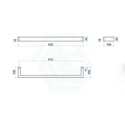 ThermoGroup 630/830mm Square Single Bar 12V Heated Towel Rail Variant Colour Available