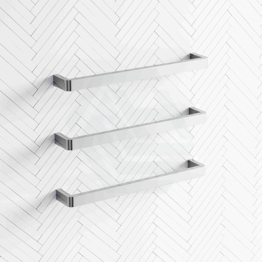 640mm ThermoGroup 12V Curved Corners 3 Single Bar Heated Towel Rail Polished Stainless Steel