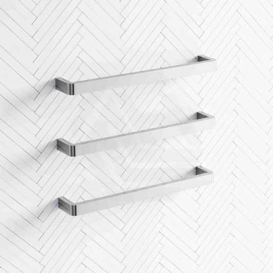 640mm ThermoGroup 12V Curved Corners 3 Single Bar Heated Towel Rail Polished Stainless Steel