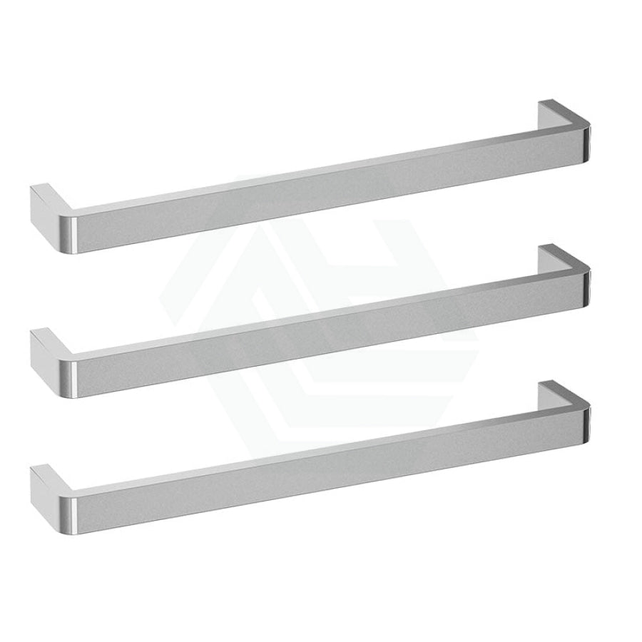 640mm ThermoGroup 12V Curved Corners 3 Single Bar Heated Towel Rail Polished Stainless Steel