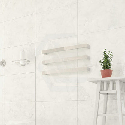 640mm ThermoGroup 12V Curved Corners 3 Single Bar Heated Towel Rail Polished Stainless Steel