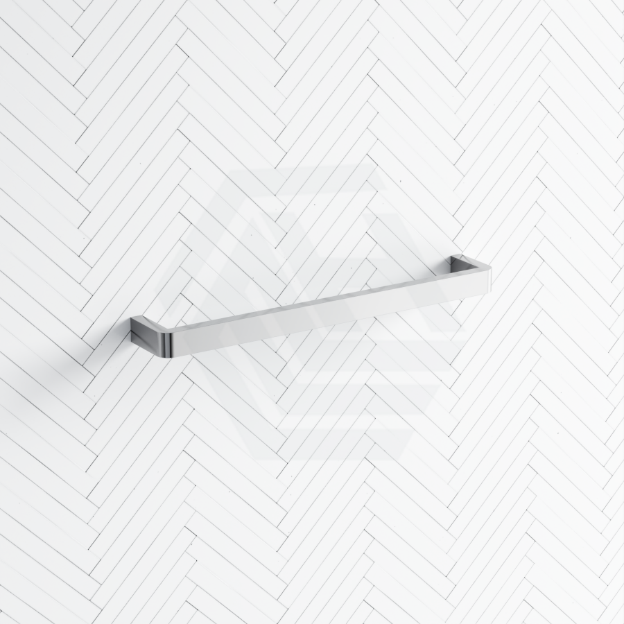 640mm ThermoGroup 12V Square Single Bar Heated Towel Rail Polished Stainless Steel Curved Corner