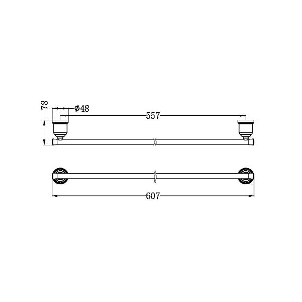 Nero York Single Towel Rail 600mm