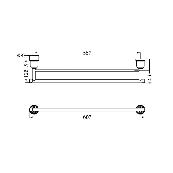 Nero York Double Towel Rail 600mm