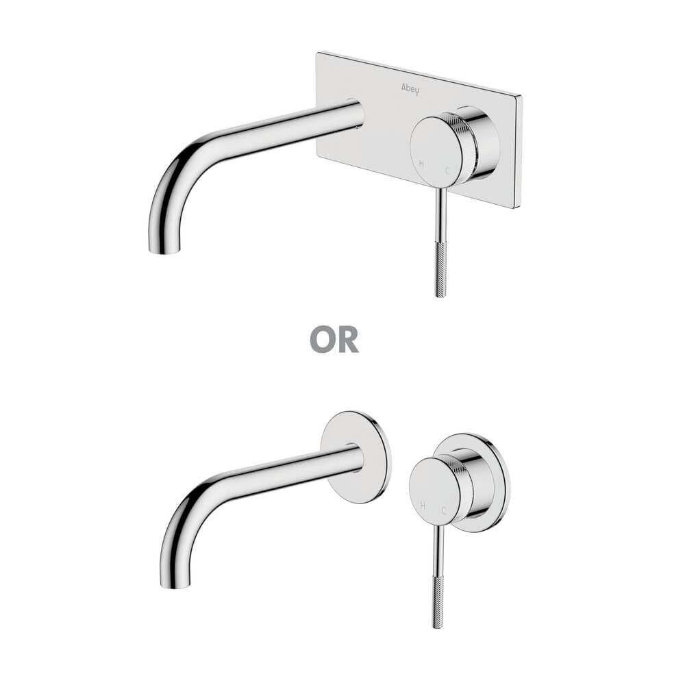 Poco Knurled Wall Basin/Bath Set 165mm Lead Free - Chrome