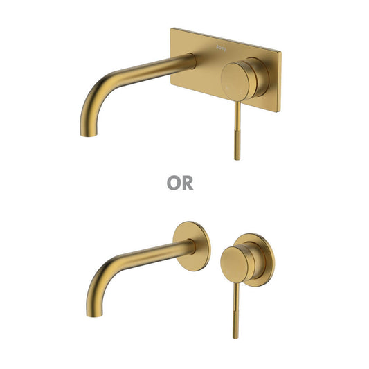 Poco Knurled Wall Basin/Bath Set 165mm Lead Free - Brushed Brass