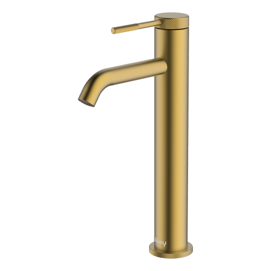 Poco Knurled High Basin Mixer Lead Free - Brushed Brass
